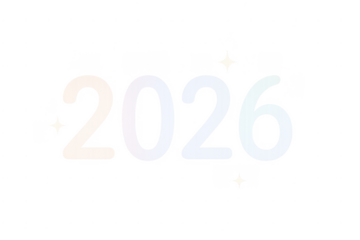 2026 number with gradient and sparkles on transparent background