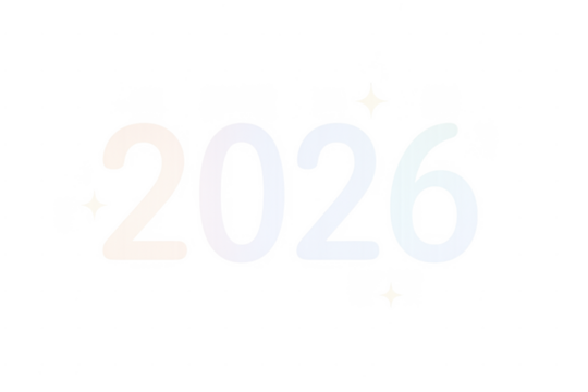 2026 number with gradient and sparkles on transparent background