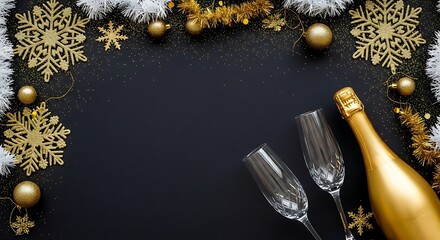 Elegant new year s eve celebration with champagne and golden decorations