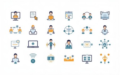 Network and Teamwork in business management icon set - Editable stroke. High quality