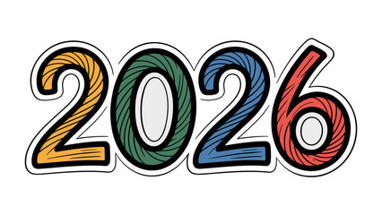 2026 Typography: A vibrant and colorful depiction of the year 2026, rendered in a playful and eye-catching typography, perfect for future-themed designs or event promotion. 
