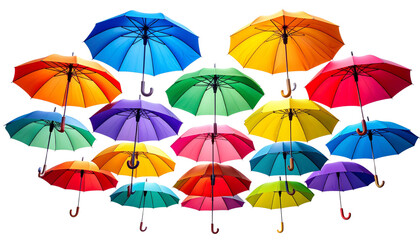 Obraz premium Set of colorful open umbrellas with isolated illustration on white background