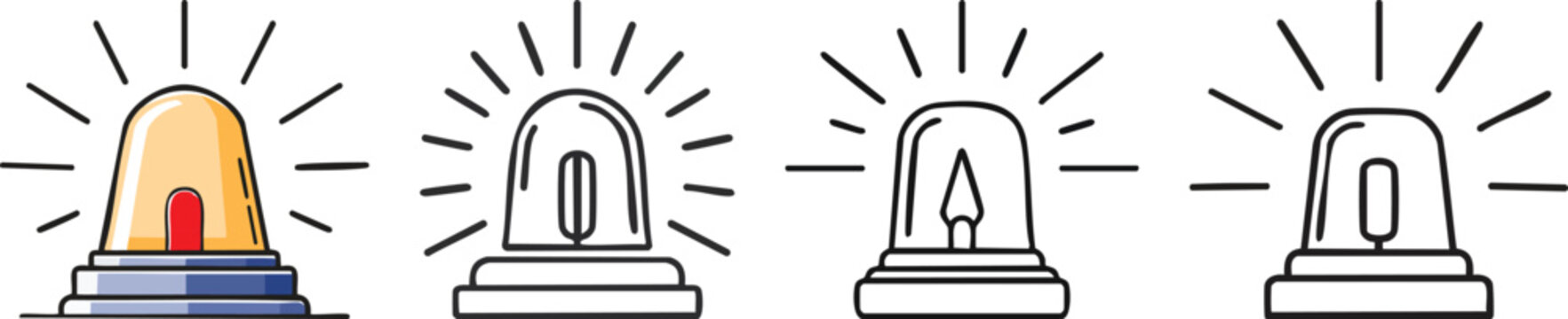 Emergency police siren light illustrated with strong bold lines conveying urgency alertness and high priority signal