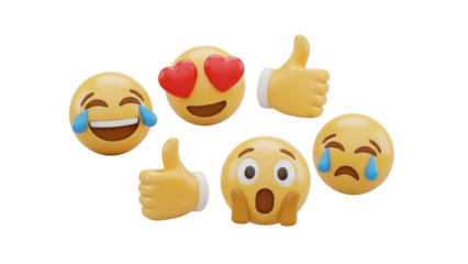 3D icon emoji reaction pack, isolated on white background    