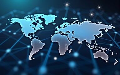 Global business network with world map and connecting flight paths. High quality