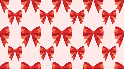 Vector Christmas bow pattern with flat design, featuring vibrant red and green colors, and a minimalist aesthetic, the bows are stylized with clean lines