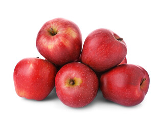 Many fresh red apples isolated on white