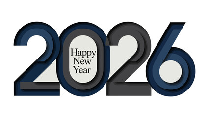 New Year 2026 Celebration: A modern and stylish design with Happy New Year embedded within the year 2026, conveying anticipation and joy.