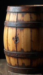Fototapeta premium Close-up of antique barrel, showing texture and rust , whiskey, rusty