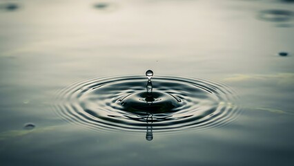 Water drop creating ripples on surface
