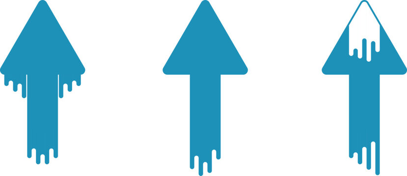 Liquid arrows, blue vector arrow icons, direction of movement, direction indicators