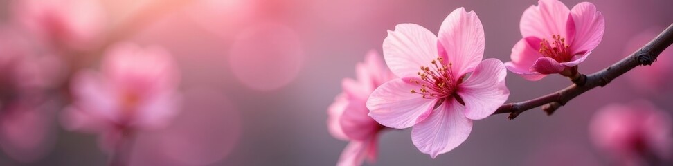 Fototapeta premium Delicate pink blossoms, soft petals, vibrant hues, close-up, pink petals