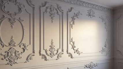 Obraz premium 美しい装飾が施された白い壁面のクローズアップ写真