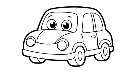 Cute cartoon car with big eyes for kids coloring activities