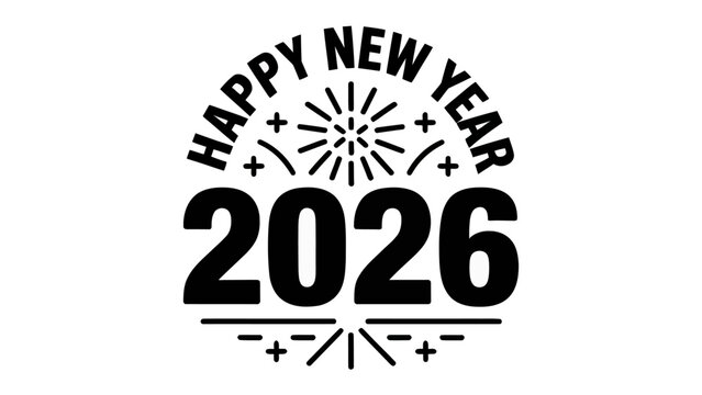 New Year's Eve Celebration 2026: An elegant and stylish design with Happy New Year 2026, perfect for festive greetings and seasonal decorations, conveying optimism and celebration of the new year.