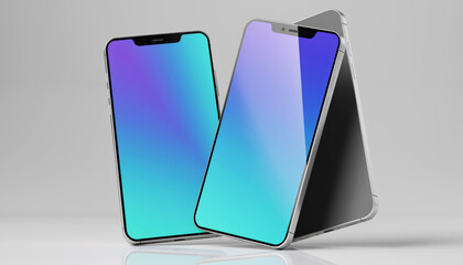 Two modern smartphones with colorful gradient screens