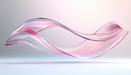 An abstract image featuring a flowing pink ribbon against a gradient background, creating a sense of movement and elegance.