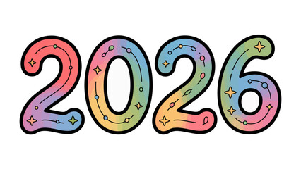 Colorful 2026: A vibrant and creative illustration showcases the year 2026, rendered in a spectrum of colors with decorative accents, evoking a sense of forward-thinking and anticipation.