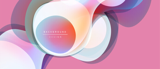 Abstract design features overlapping circles, gradients. Pink hues dominate composition, creating modern aesthetic. Text reads background design.