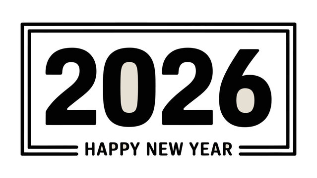New Year 2026 Celebration: A modern and sleek design announcing the arrival of the New Year 2026, offering a vision of fresh starts, innovation, and hopeful beginnings.