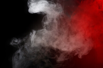 White steam on a black background.