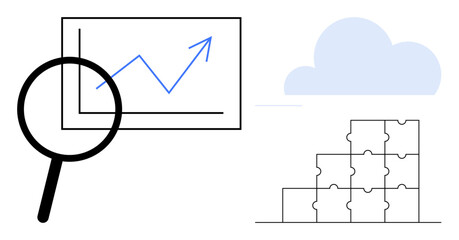 Data analysis concept. Data visualization, analysis, and cloud storage integration for modern business processes. Data solutions aid decision-making and teamwork. For business, finance, tech