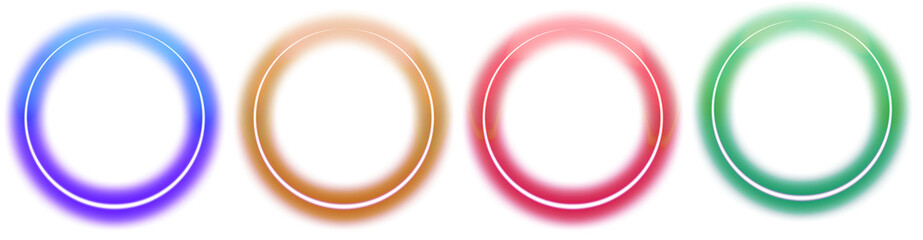 Collection of neon colorful rectangle frame glow light border rounded corners laser beam outline empty transparent background design abstract bright glow edge template effect design png