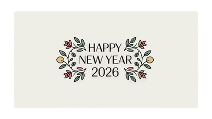 Happy New Year 2026 Floral Arrangement: A beautifully crafted floral arrangement spells out Happy New Year 2026 in elegant typography, perfect for festive greetings.