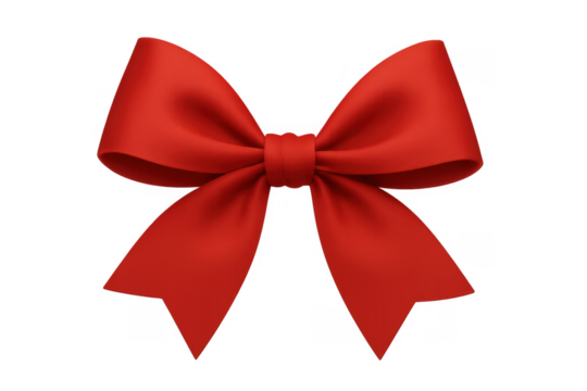 Red ribbon bow decorating a gift present package - Powered by Adobe
