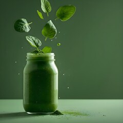 Green Vitality Smoothie &mdash; Floating Spinach & Spirulina Rain with Ultra-Clear Droplets