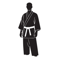 Classic White Martial Arts Gi Uniform with Black Belt for Training and Competition.