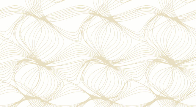 Intricate woven abstract pattern featuring delicate flowing lines in a soft beige palette for