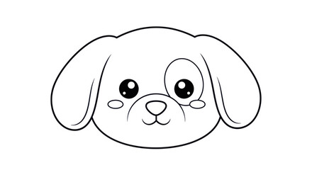 Fototapeta premium Cute cartoon puppy face illustration with expressive eyes and floppy ears for children and pet