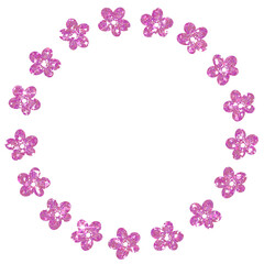 Pink Glitter Flowers Circular Wreath Frame