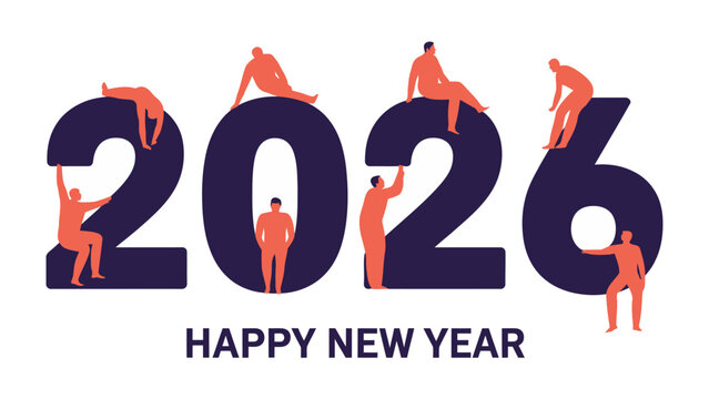 The New Year's Promise: A festive and stylized illustration shows the new year 2026, accompanied by the message Happy New Year, symbol of new beginnings and hope.