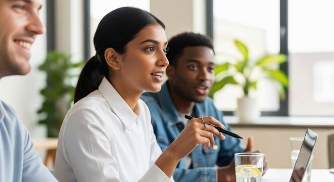 Diverse Business Team Collaborates in Modern Office Meeting