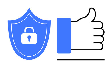 Cybersecurity concept. Cybersecurity ed by a shield with a lock and a thumbs up symbol for trust and safety. Cybersecurity ensures reliable digital interactions and protection. Suitable for IT