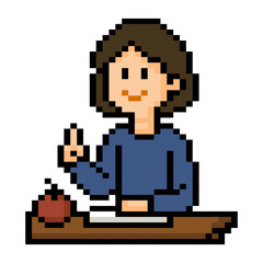 Obraz premium Girl Studying Pixel Art