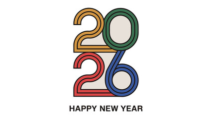 Fototapeta premium New Year Celebration: Vibrant typographic design that wishes everyone a Happy New Year in bold colors.