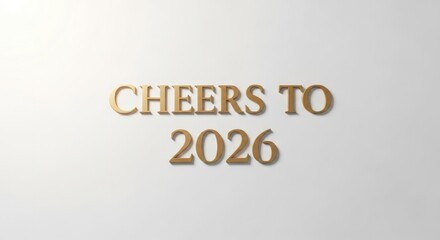 Cheers to 2026 text in gold letters on white background