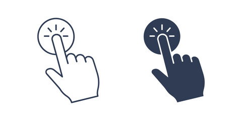 Hand gestures and touchscreen interaction icons for digital interfaces