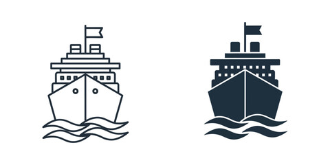 Naklejka premium Collection of cruise maritime and sea transport icons for design projects