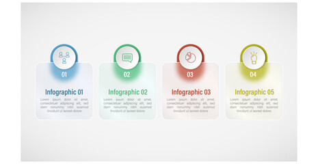 Infographic template 4 step timeline isolated background, Glass morphic flat simple design. presentation graph. Business workflow layouts creator 4 options, Presentations vector illustration