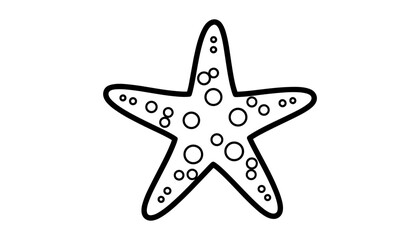 Fototapeta premium Simple linear starfish with circular patterns in black and white design