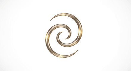 Fototapeta premium Elegant metallic spiral symbol with radiant light effects on white background for modern design