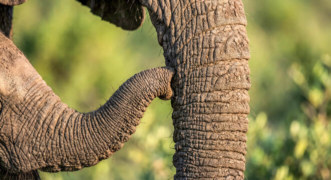 Elephant mother and calf intertwining trunks close up texture wrinkled skin wildlife family bond affection gentle giant africa nature mammal love parenting care animal interaction protection grey