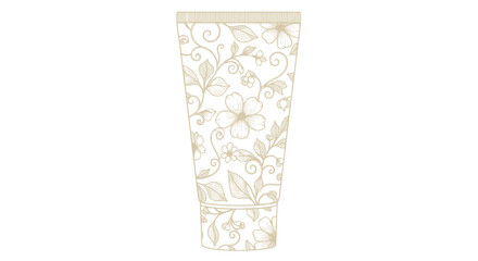 Elegant floral patterned tube packaging with delicate botanical design and subtle color scheme