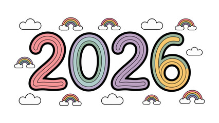 A Colorful Horizon: The vibrant year 2026, depicted with playful artistry, anticipates a future brimming with optimism, hope, and new beginnings. 

