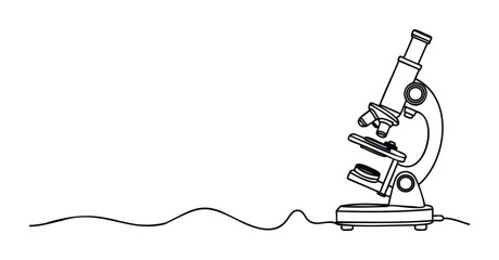 Scientific microscope graphic symbol for laboratory research and education, perfect for science websites and presentations highlighting discovery