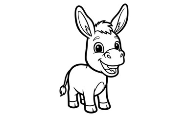 Obraz premium Cute cartoon donkey outline drawing for kids coloring activity